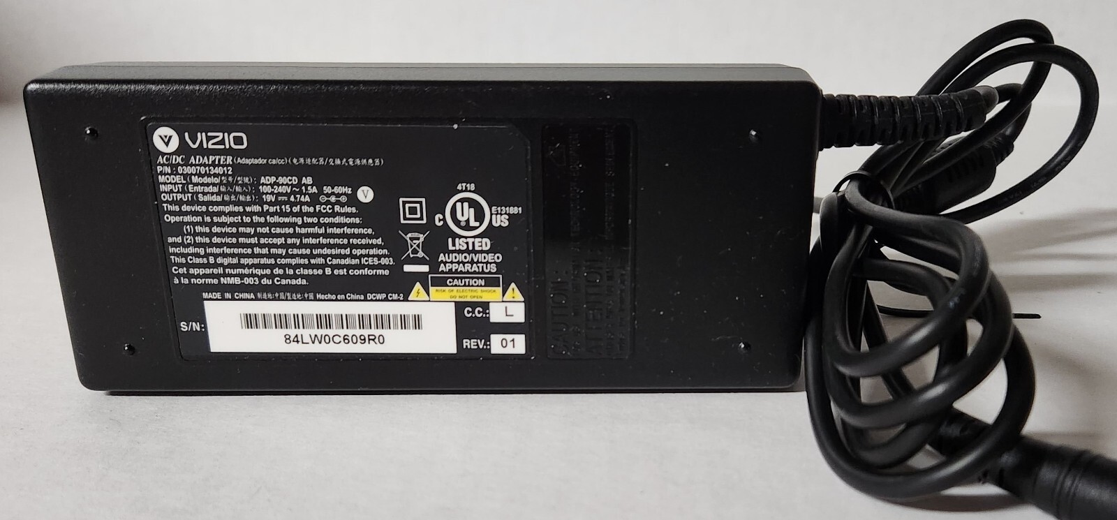 Original Vizio ADP-90CD AC Adapter Charger