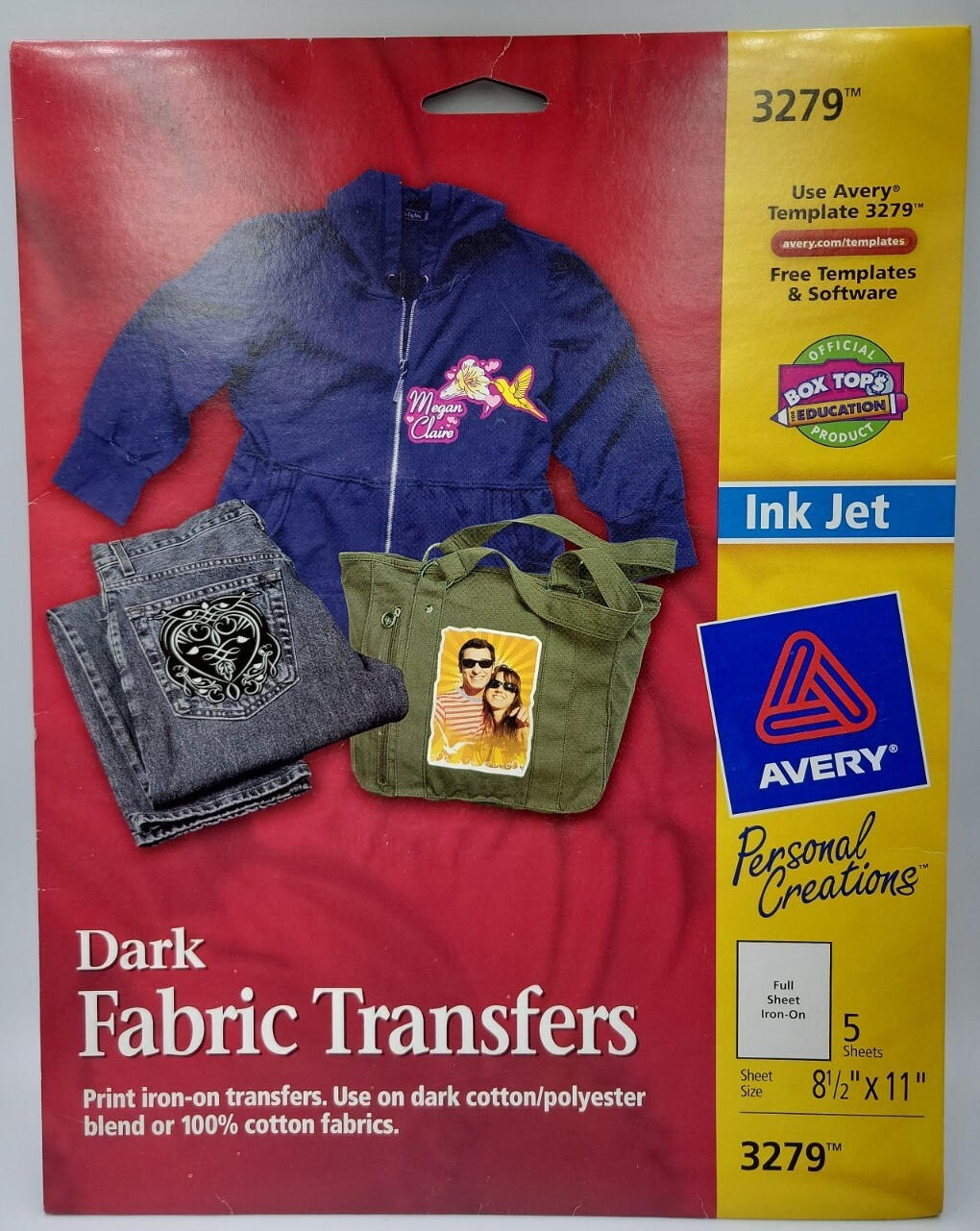 Avery  Personal Creations 3279 Ink Jet Dark Fabric Transfers. New