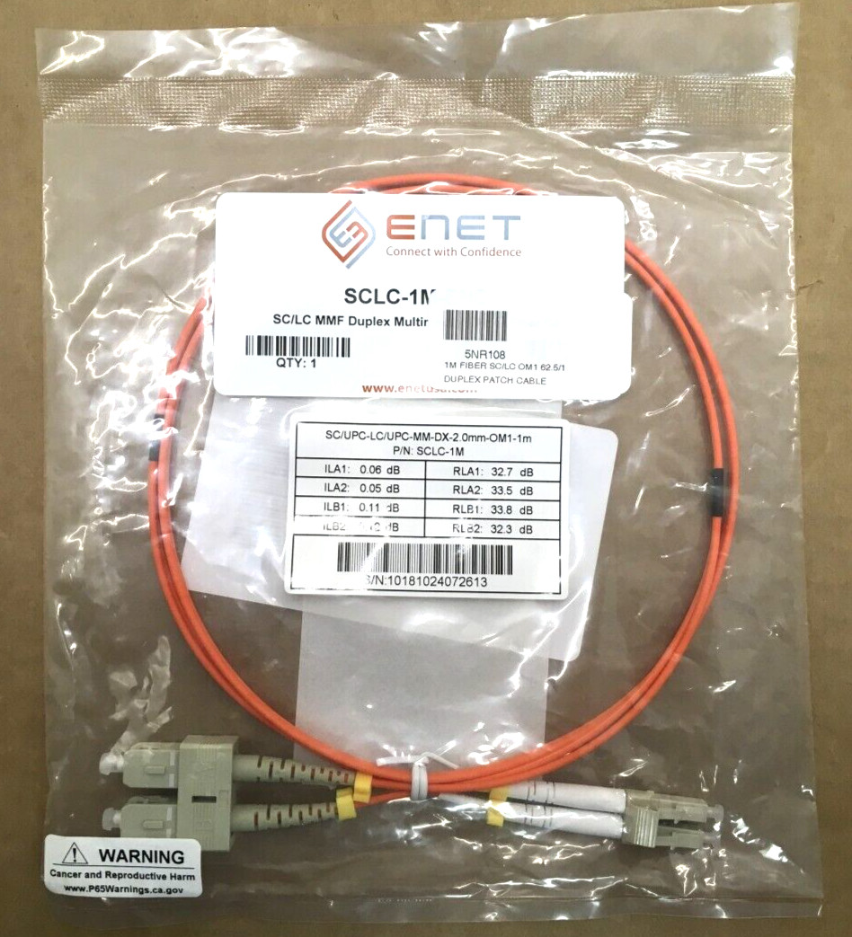 ENET MultiMode SC/LC Duplex Fibre Patch Cable (1 meter) SCLC-1M-ENC ✅❤️️✅❤️️ 