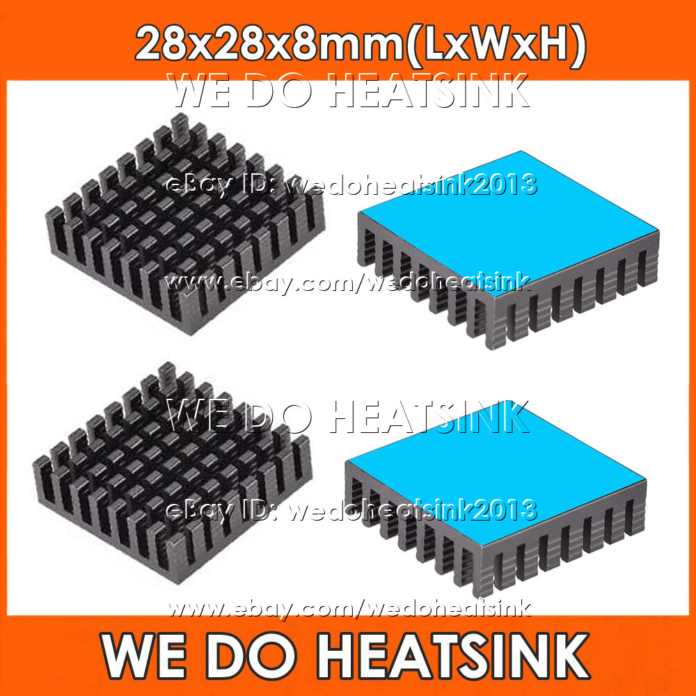 28x28x8mm Black Anodized Heatsink Radiator Cooler With Thermal Pad for CPU IC
