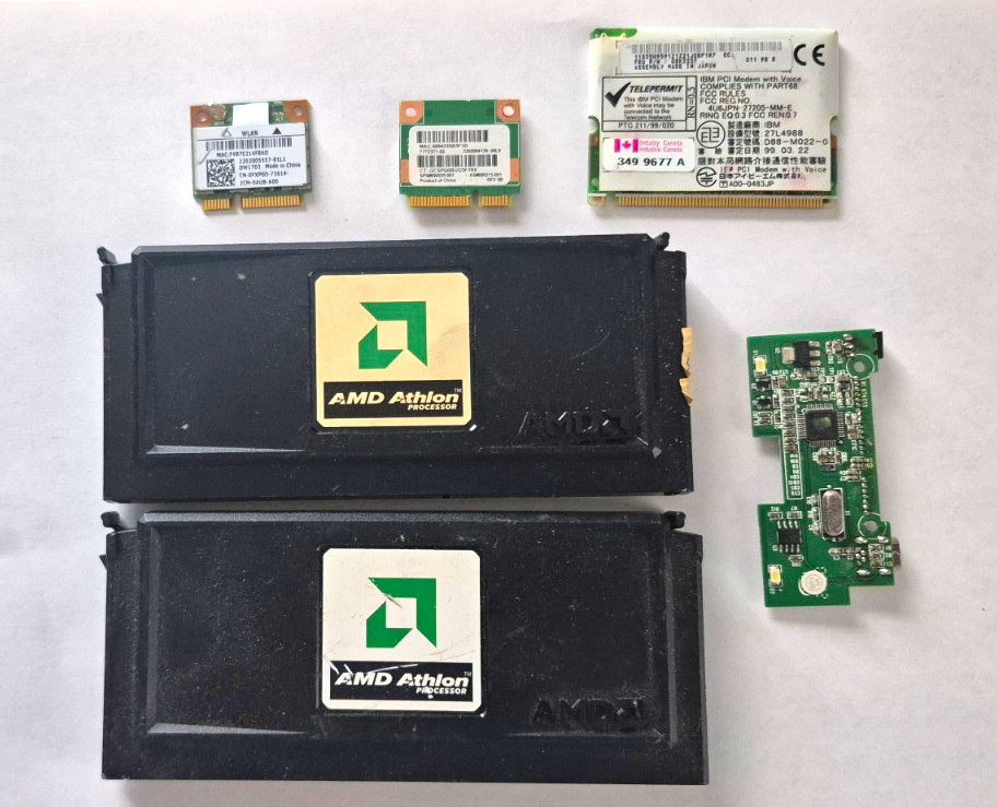 2x AMD Athlon 700MHz Slot A Matched Pair + WiFi Modem Cards Vintage Lot 6 pieces