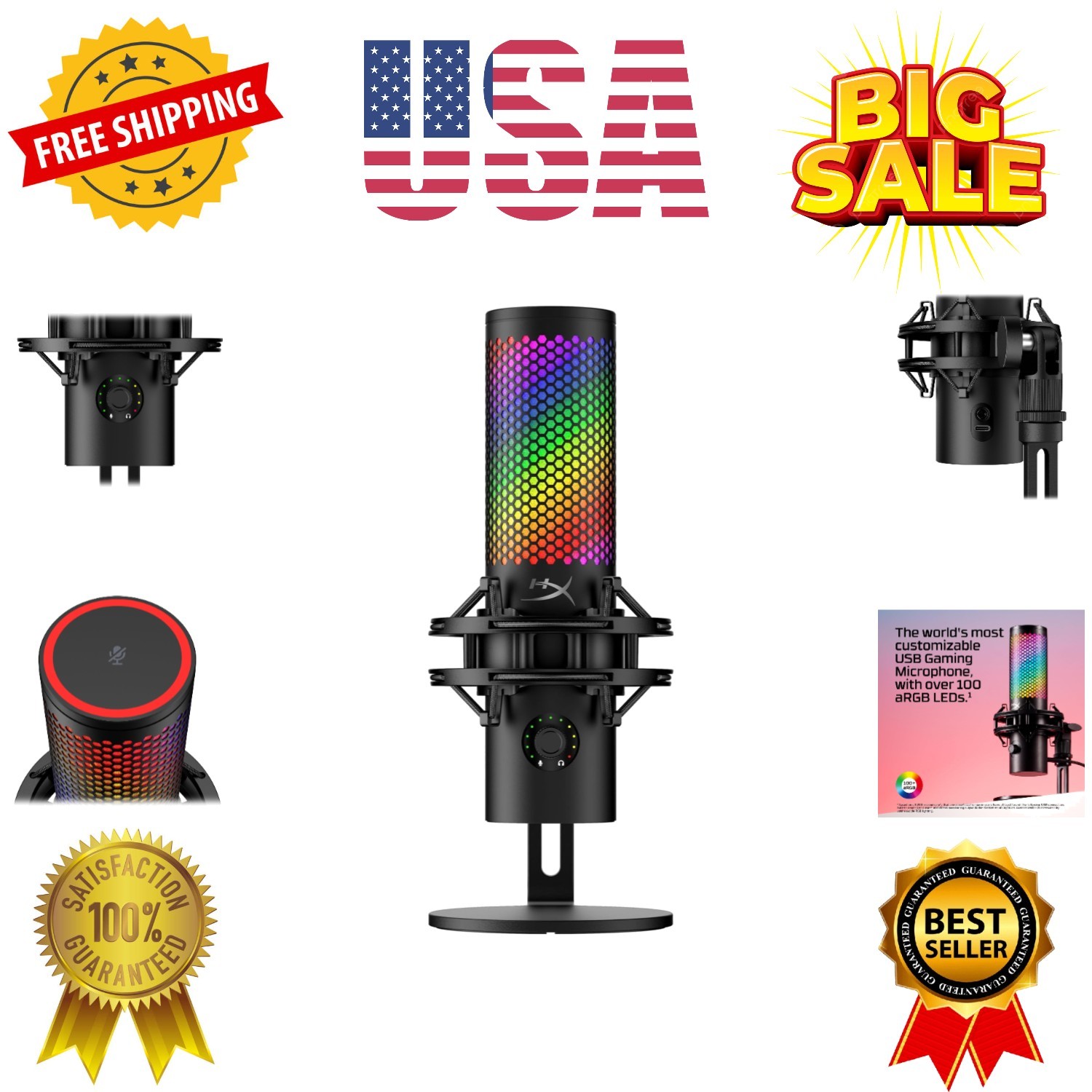 QuadCast 2 S – USB Microphone, with RGB Lighting, Streaming and Podcasting, w...