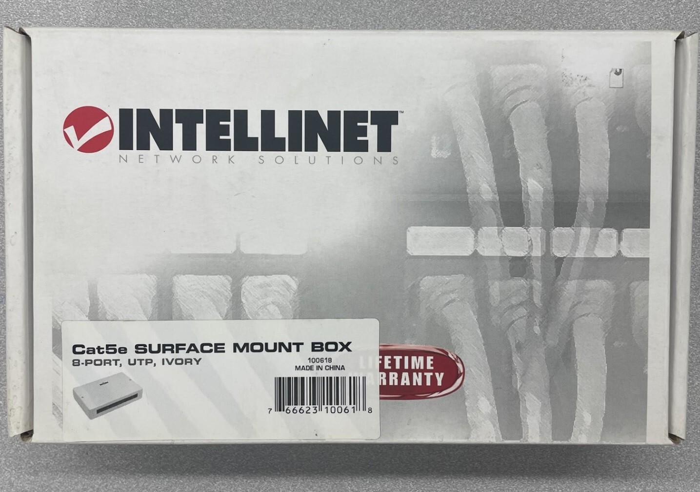Intellinet 100618 Cat5e Surface Mount Box 8-Port, UTP, Ivory