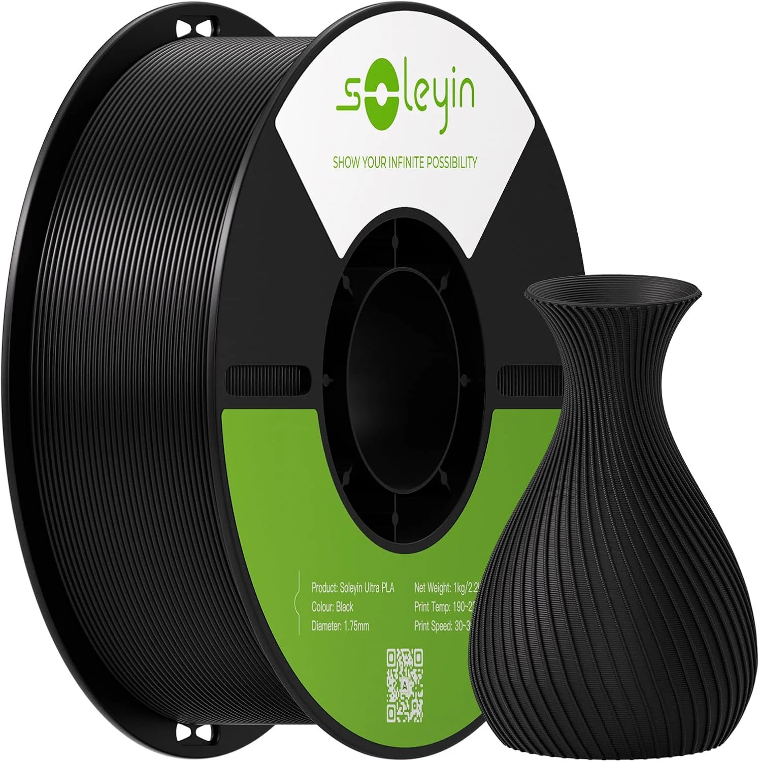 PLA Filament 1.75mm, Neatly Wound 3D Printer Filament 1kg Spool (2.2lbs), High-S