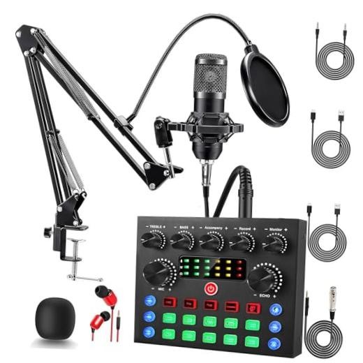 V8s Sound Card with BM-800 1 BM800 Microphone - Podcast Equipment Bundle US