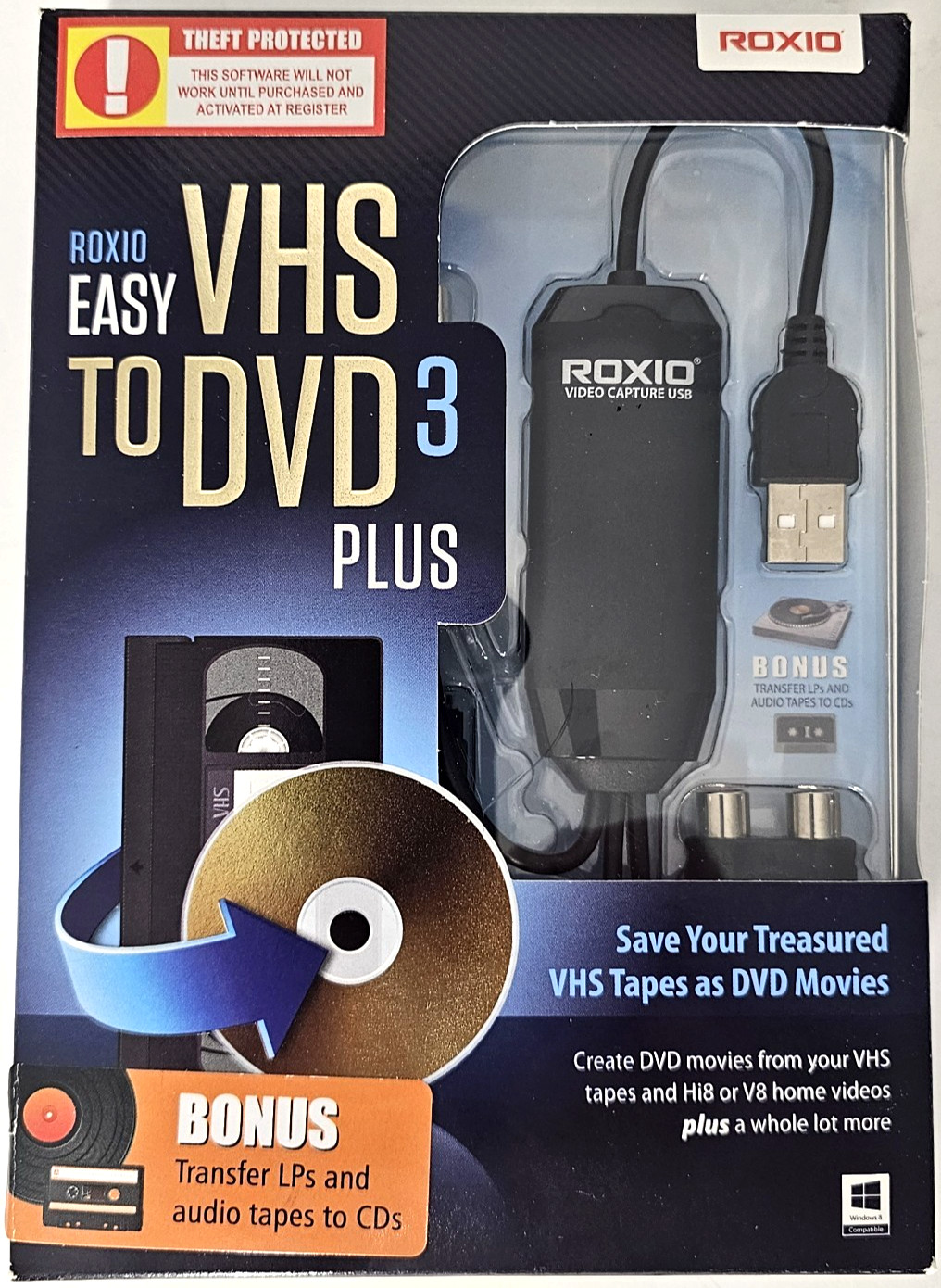 Roxio Easy VHS to DVD 3 Plus Video Capture USB Digitizer 251000 BRAND NEW SEALED