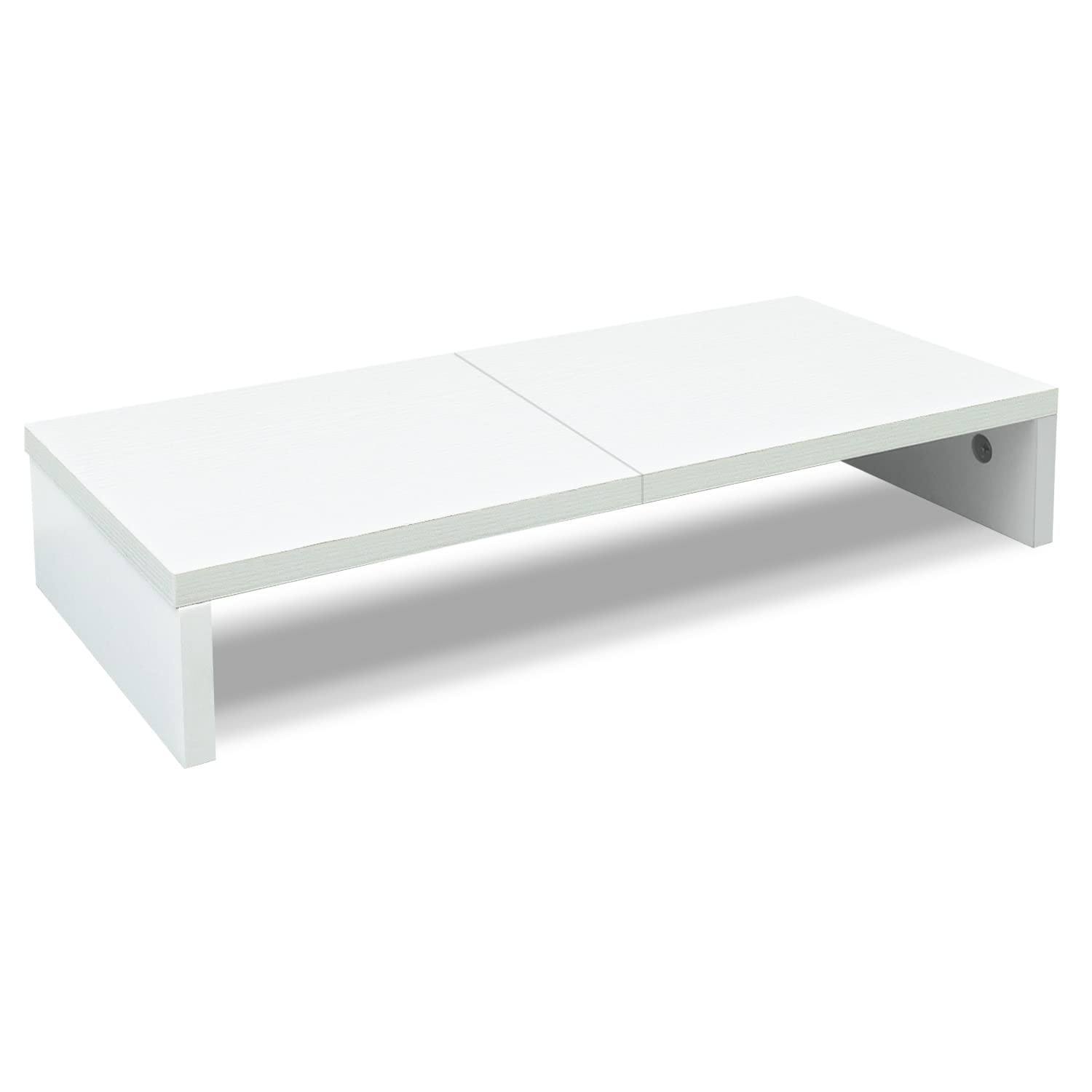 20 inch White Monitor Stand Riser, Wood Desktop Computer Stand