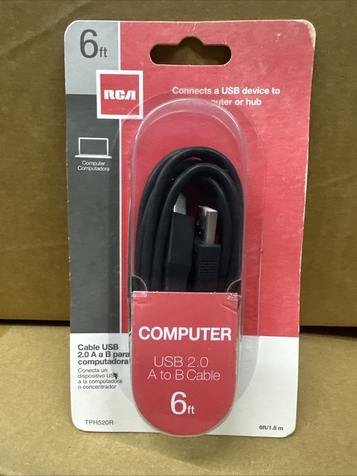RCA Computer USB 2.0 A to B Cable 6-Feet (TPH520R)