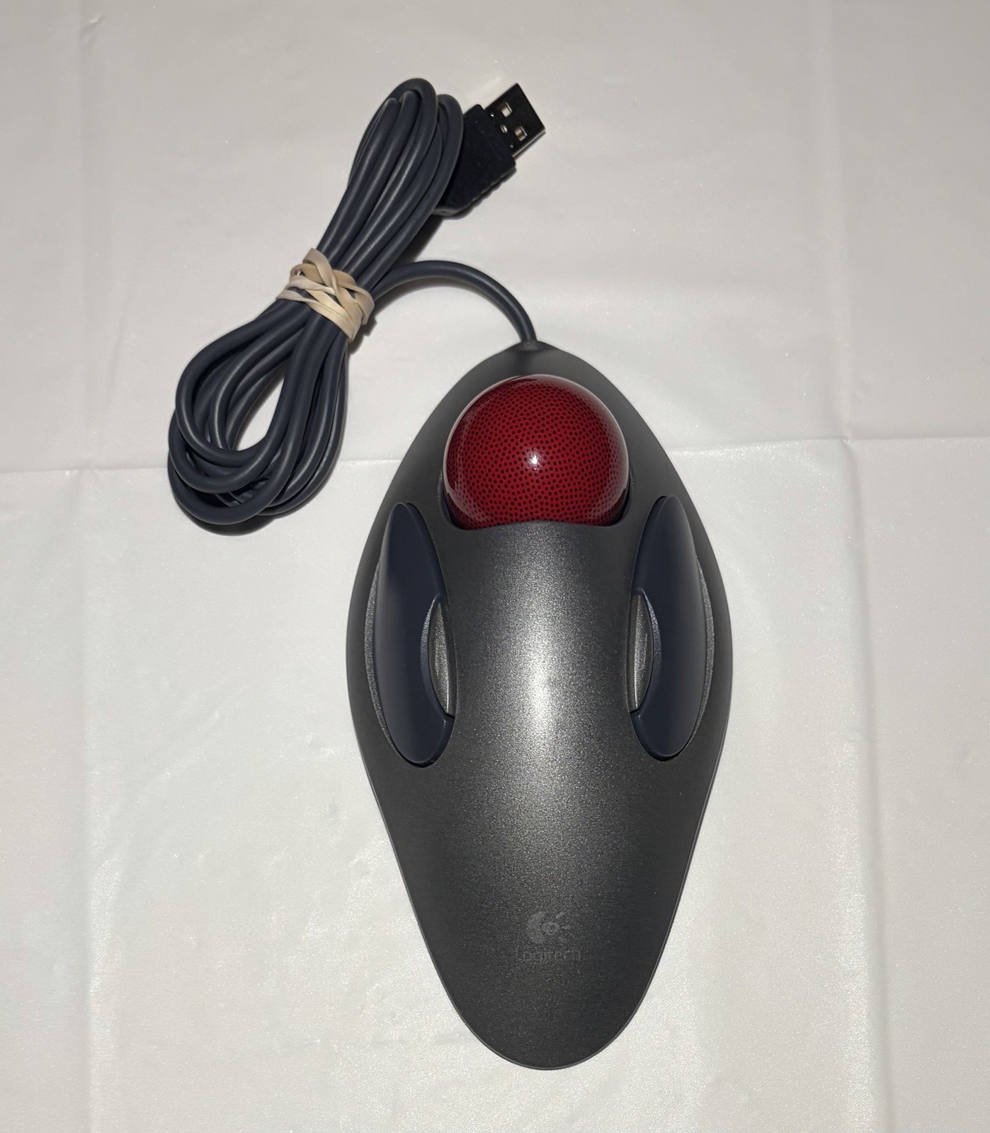 Logitech TrackMan Marble Mouse USB Wired Optical Trackball T-BC21 Red Ball
