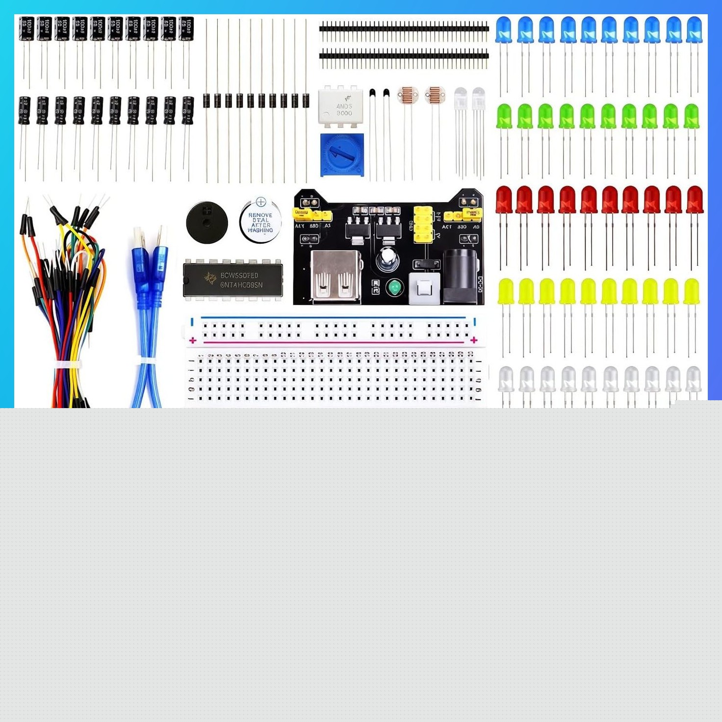 Electronics Basic Kit w/Power Supply Module, Breadboard, Jumper Wire, LED,Resist