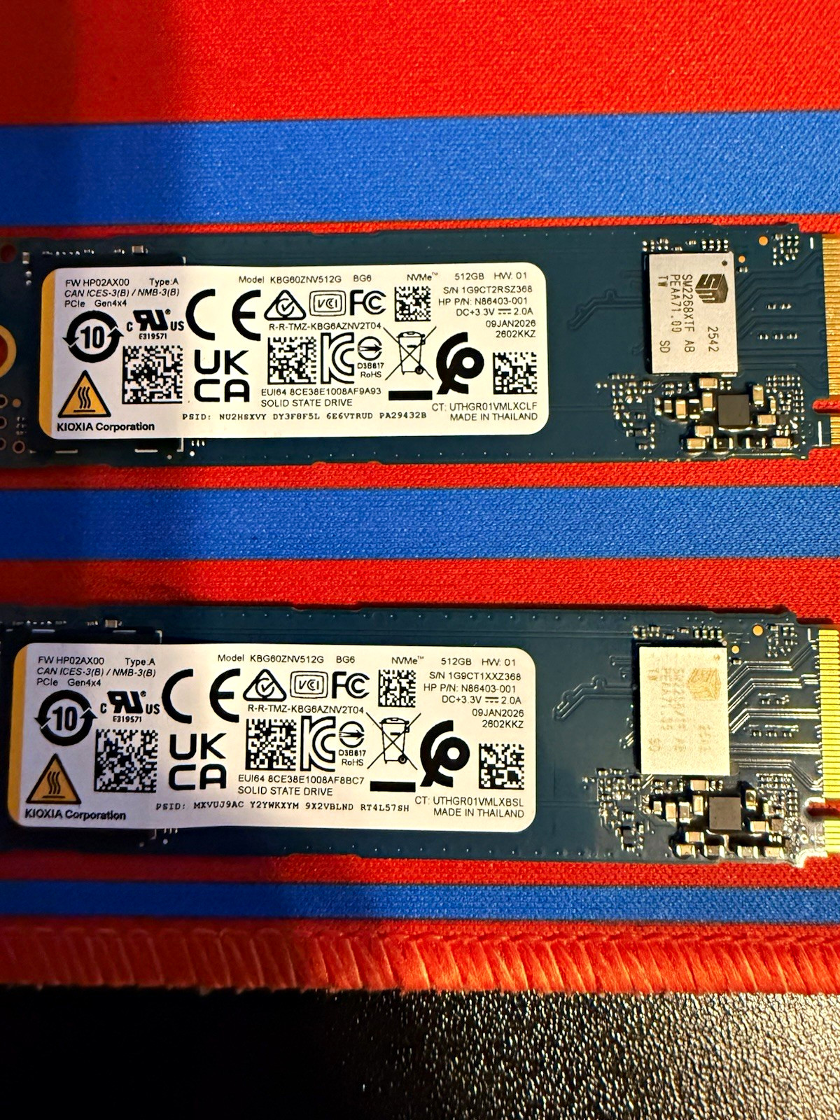 2x KIOXIA BG6 KBG60ZNV512G 512GB M.2 2280 NVMe PCIe Internal SSD