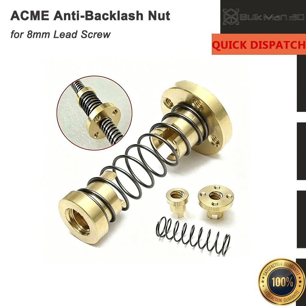 4pcs 8mm T8x(Pitch2, Lead 8, 4 start) Trapezoidal ACME Brass Anti-Backlash Nut