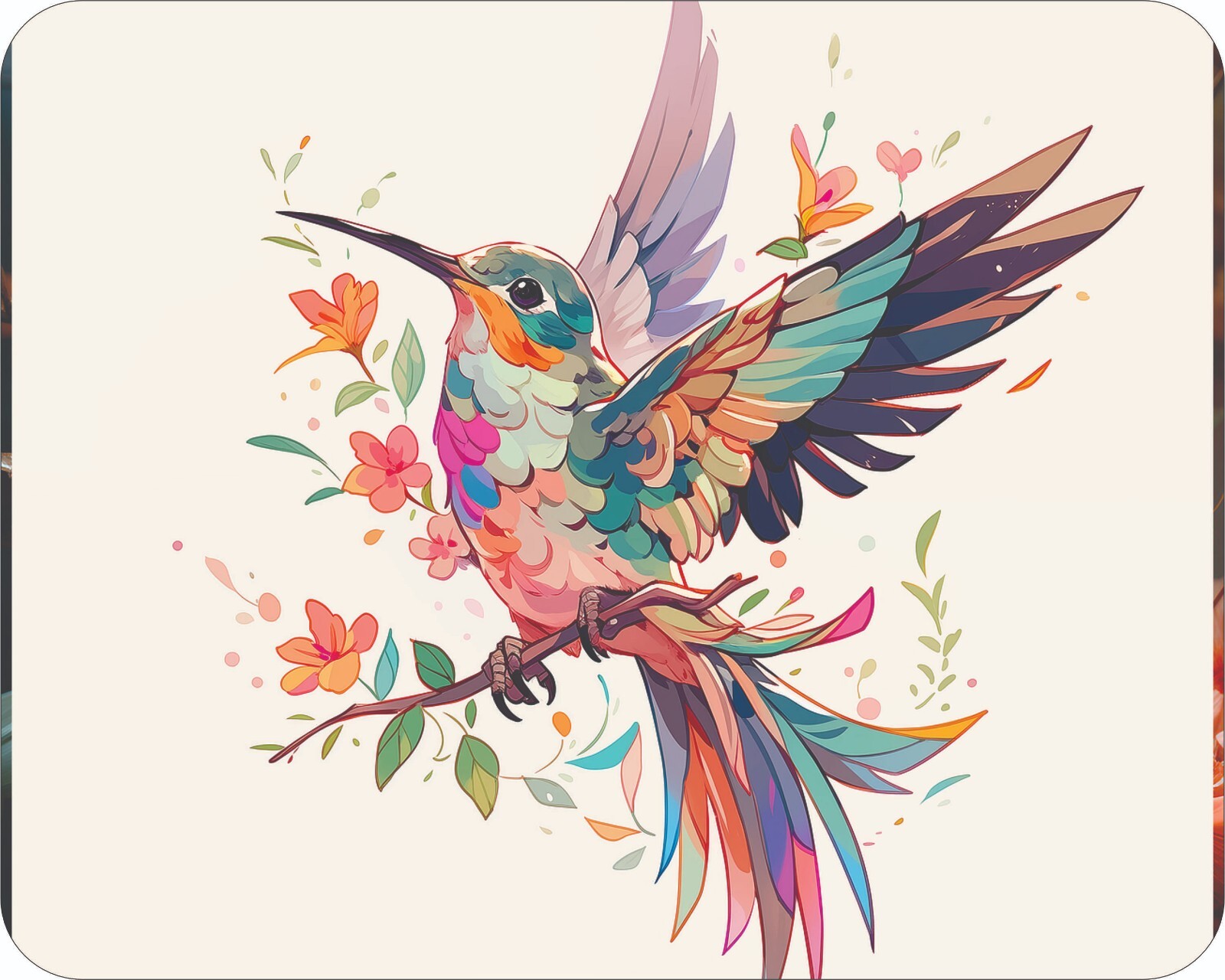 HummingBird Wild Life Flower Art Colorful  Art Mousepad 7 x 9 Art mouse pad