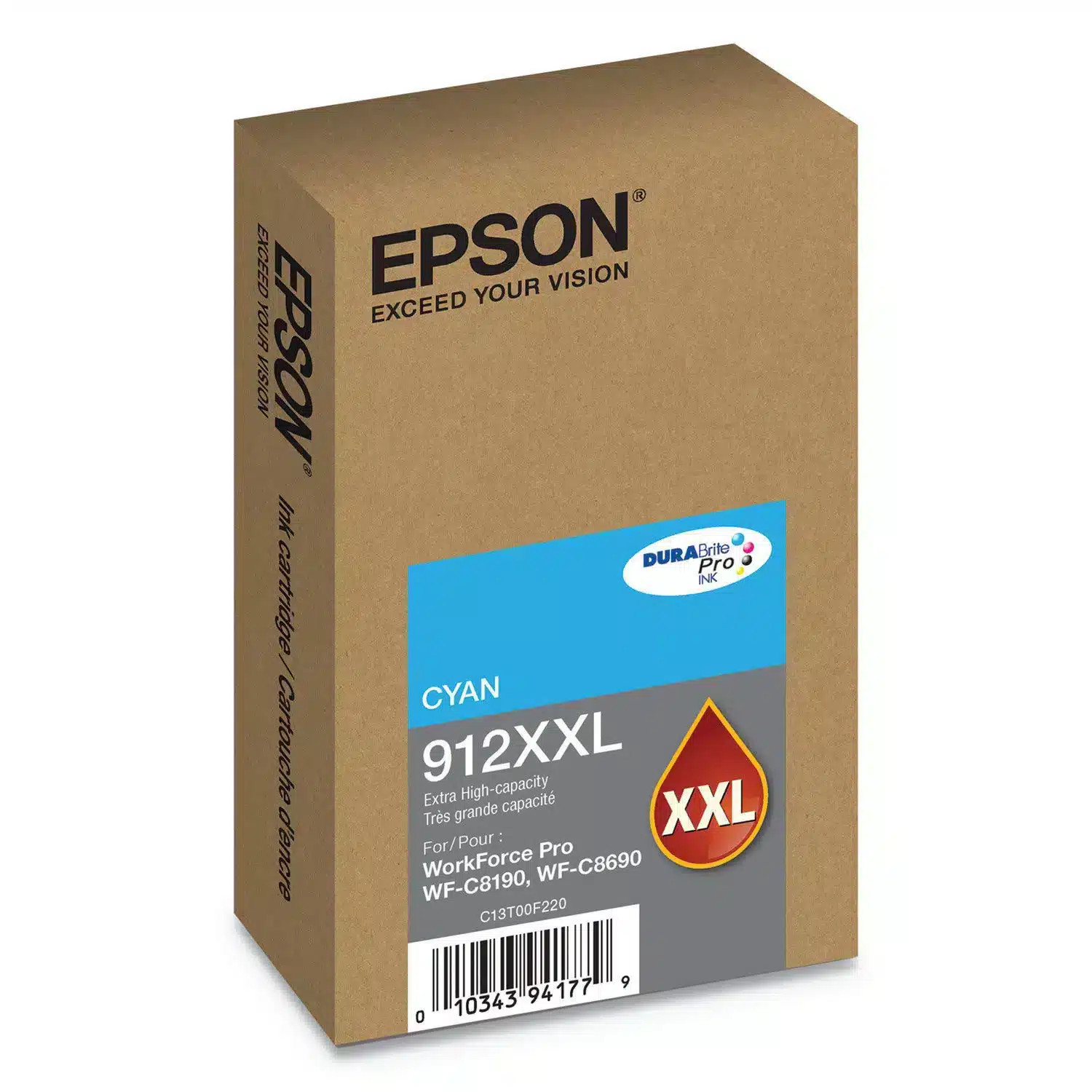 Epson T912XXL DURABrite Pro Extra-High-Capacity Cyan Ink Cartridge [T912XXL220]