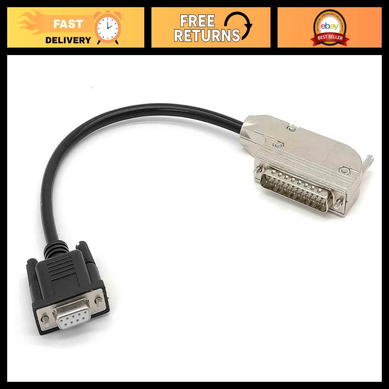 9 Pin Female to 25 Pin Male Right Angle Serial Cable - Zinc Alloy, 20CM Length
