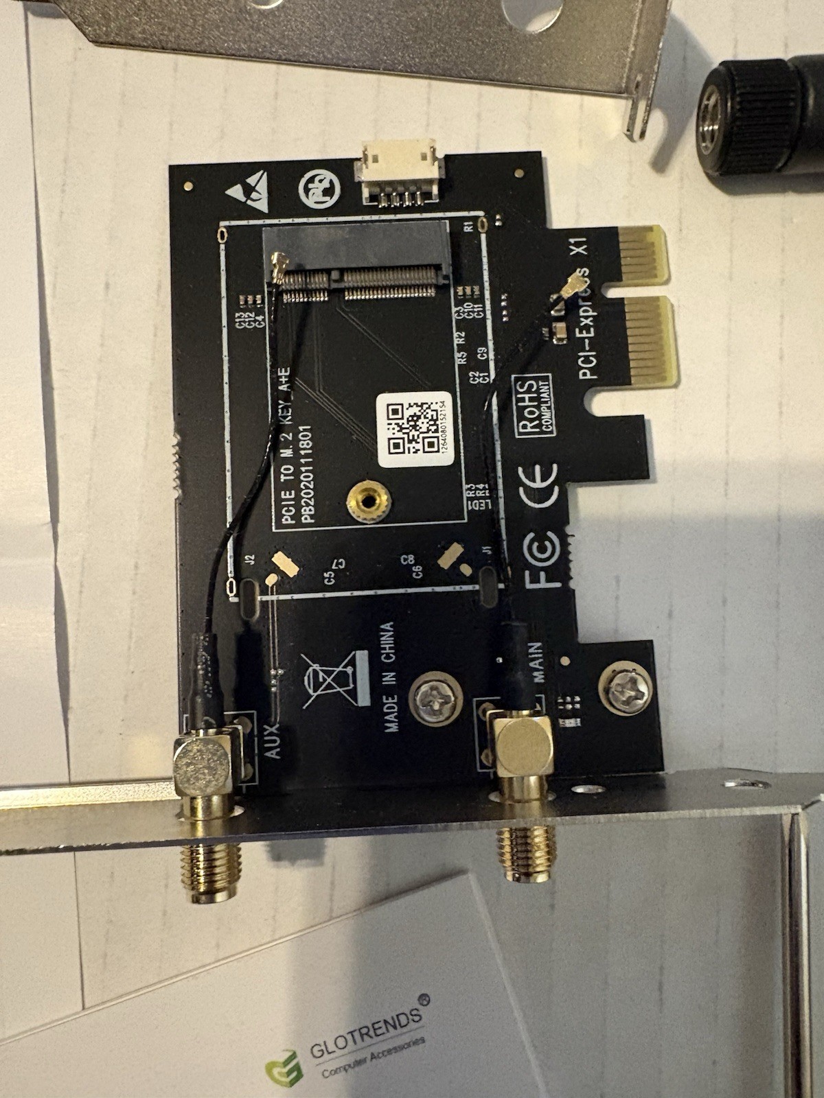GLOTRENDS WA01 M.2 E Key to PCIe X1 WiFi Bluetooth Adapter for Black 