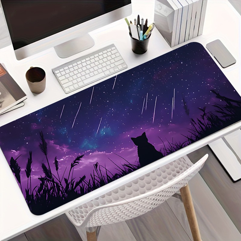 Large XXL Gaming Desk Pad, Non-Slip Rubber Extended Mouse Mat, Purple Galaxy M