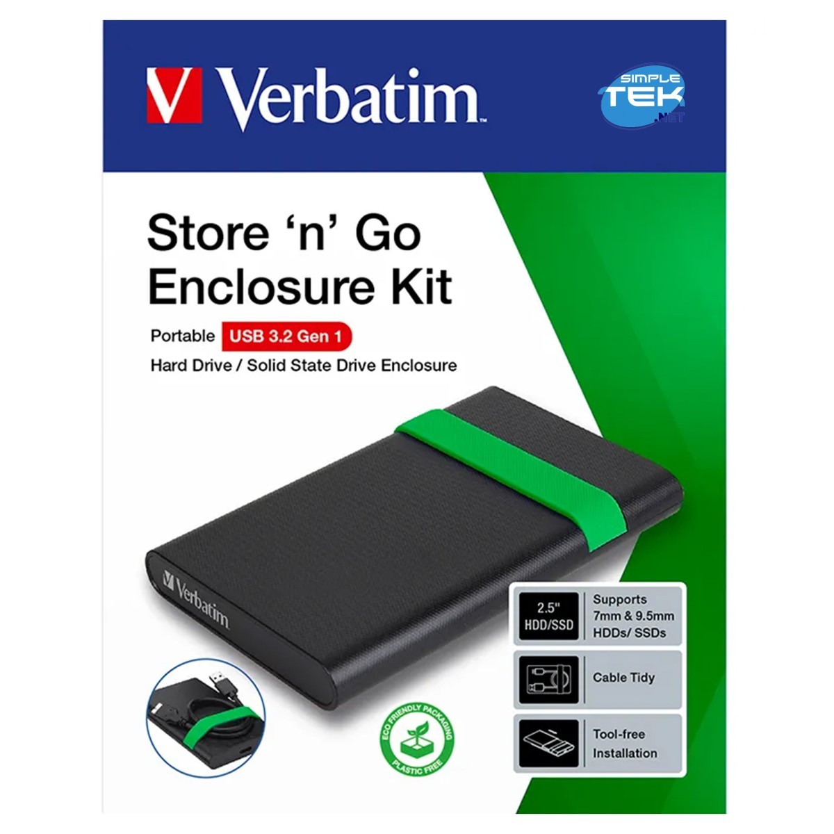 Empty Verbatim Box For External SSD HDD USB 3.0 Hard Drive Enclosure