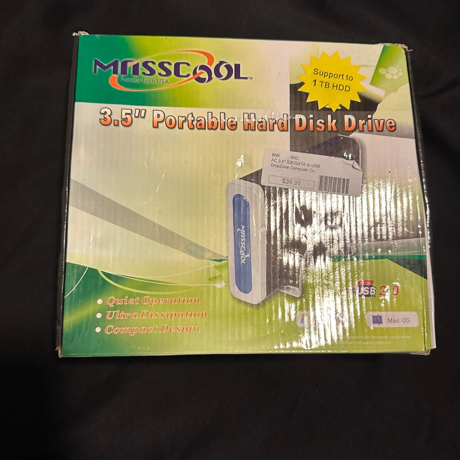 Masscool 3.5 Portable Hard Drive Enclosure IDE SATA USB Retro Vintage Y2K Tech