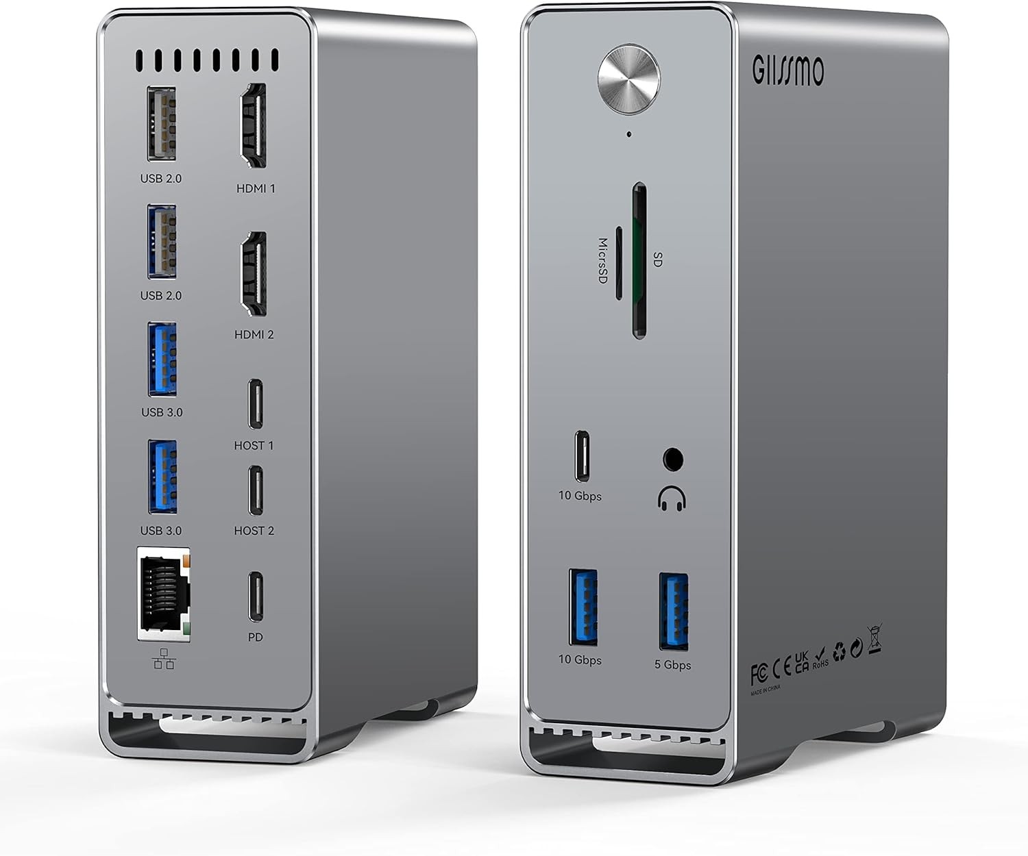 MacBook Pro Docking Station, 14-in-2 Dual USB C Station 5E01, grey 
