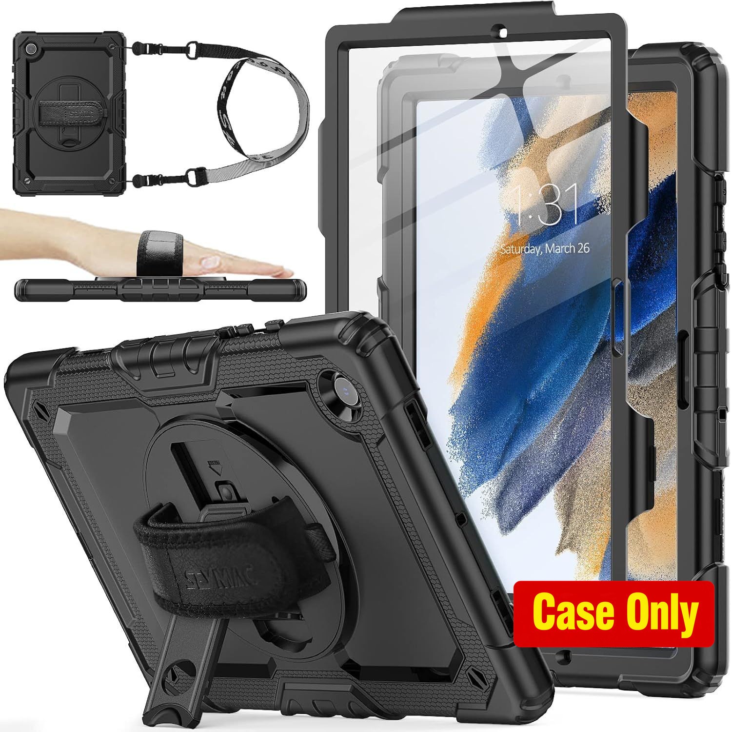 Black Full-Body Drop Protection Case for Samsung Galaxy Tab A8 10.5'' with Scree