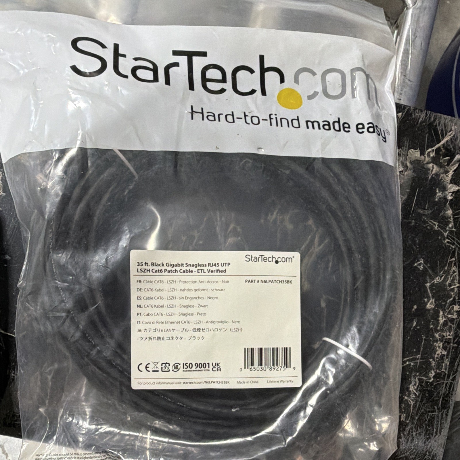 StarTech.Com 35Ft Black Gigabit Snagless RJ45 Utp Iszh Cat6 Patch Cable ETI Veri