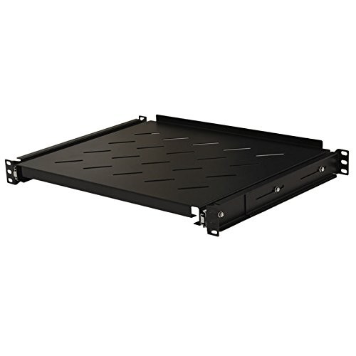 4-Post Sliding Server Shelf, Cold Rolled Steel, Black, Venting, Adjustable, 3...