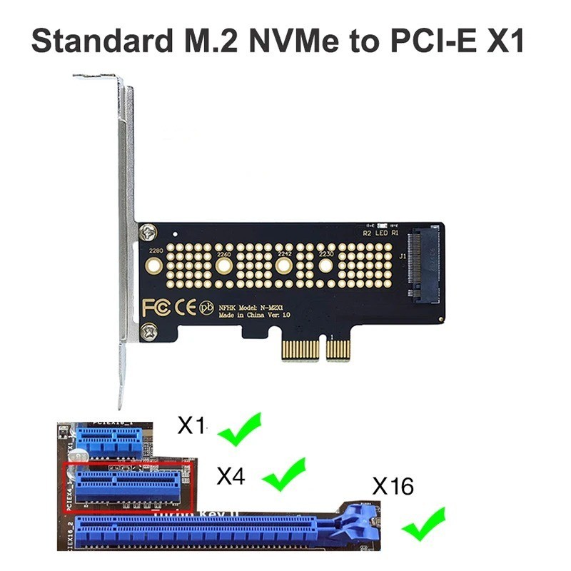 M.2 NVMe SSD to PCIe 4.0 Adapter Card 64Gbps M-Key X1 X4 Desktop PC Gen4