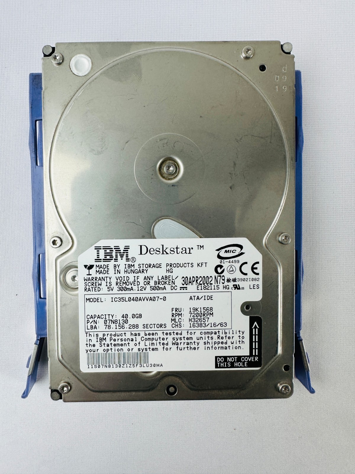 IBM 07N8130 IC35L040AVVA07-0 Hard Disk Drive