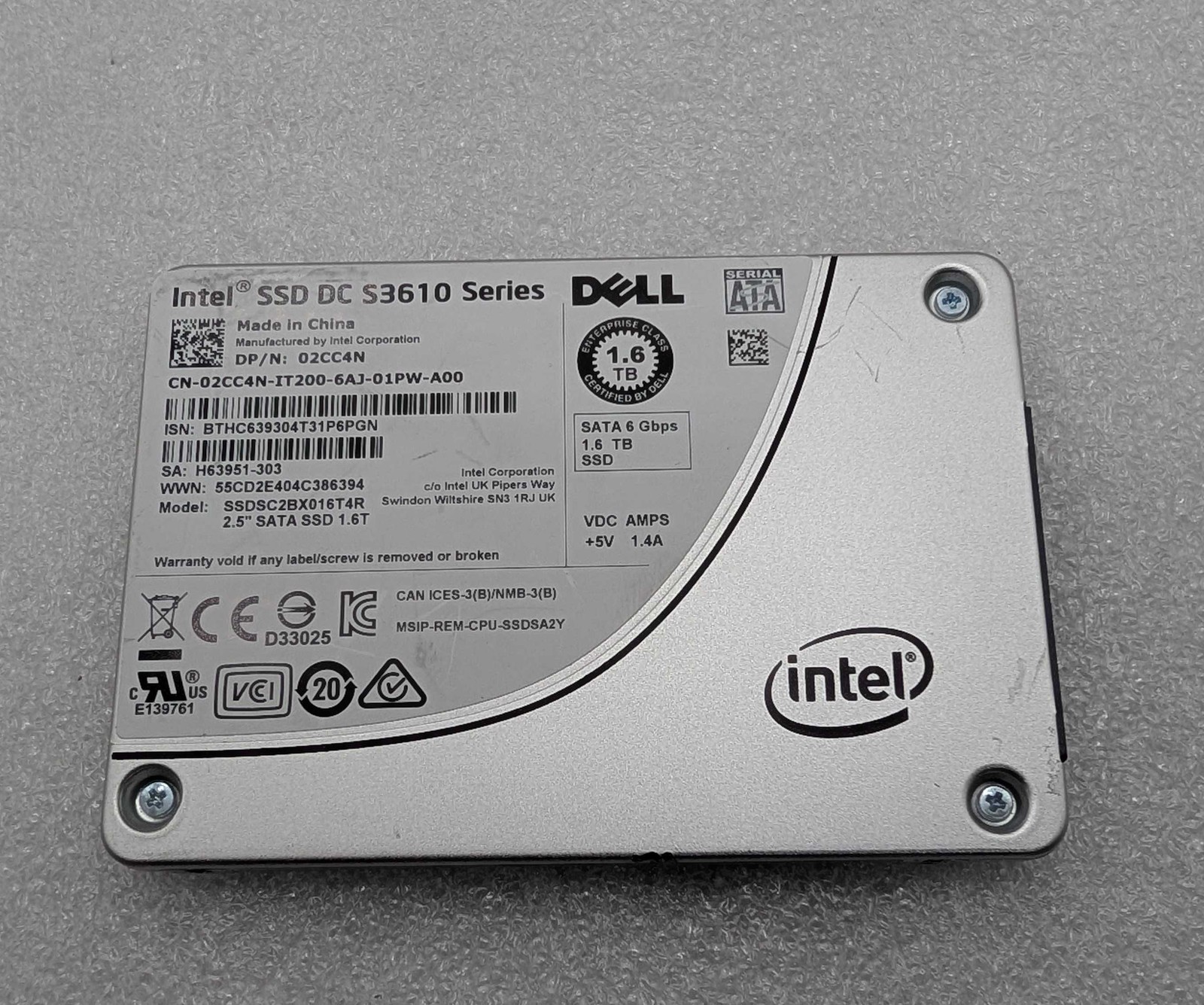 Intel SSD DC S3610 Series 1.6TB (SSDSC2BX016T4R) SATA 6GB/s