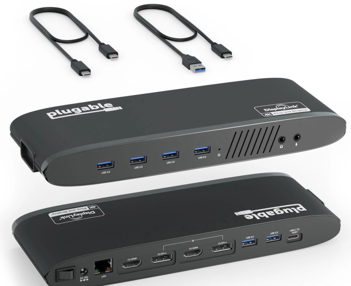 Plugable UD6950H USB 3.0 Dual 4K Display Horizontal Docking Station