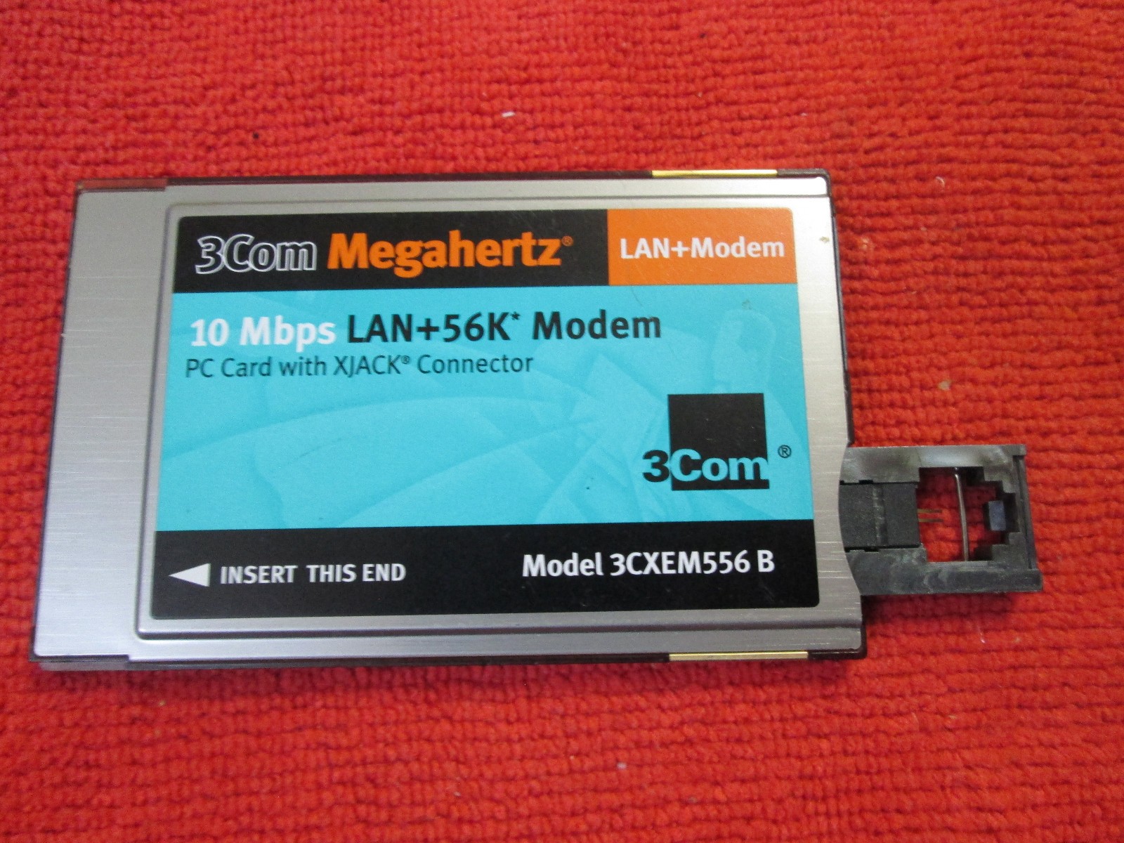 3COM Megaherts 10Mbps LAN+56K Modem PC Card With XJACK Connector Model 3CXEM556B