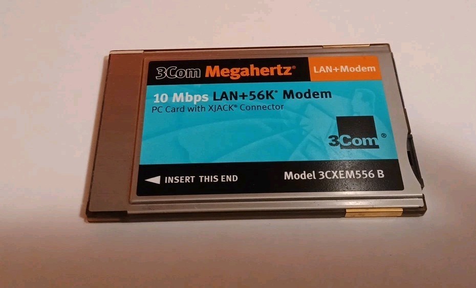 3Com Megahertz 3CXEM556 Windows 56K Modem PC Card with XJACK Connector