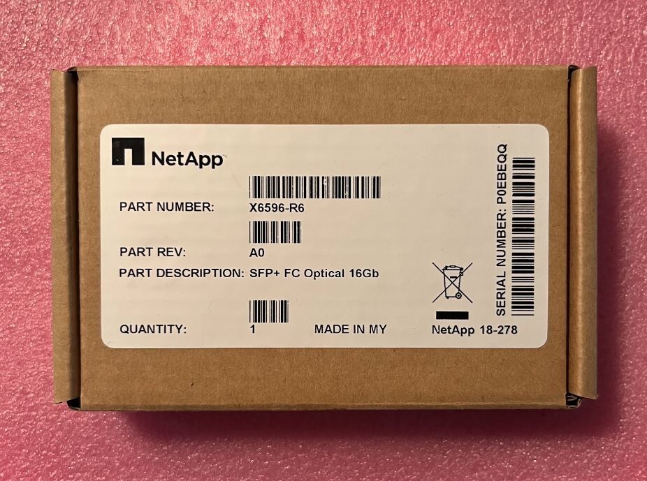NEW - Sealed Box - NetApp X6596-R6 850nm 16GB Fiber SFP+ Transceiver Module
