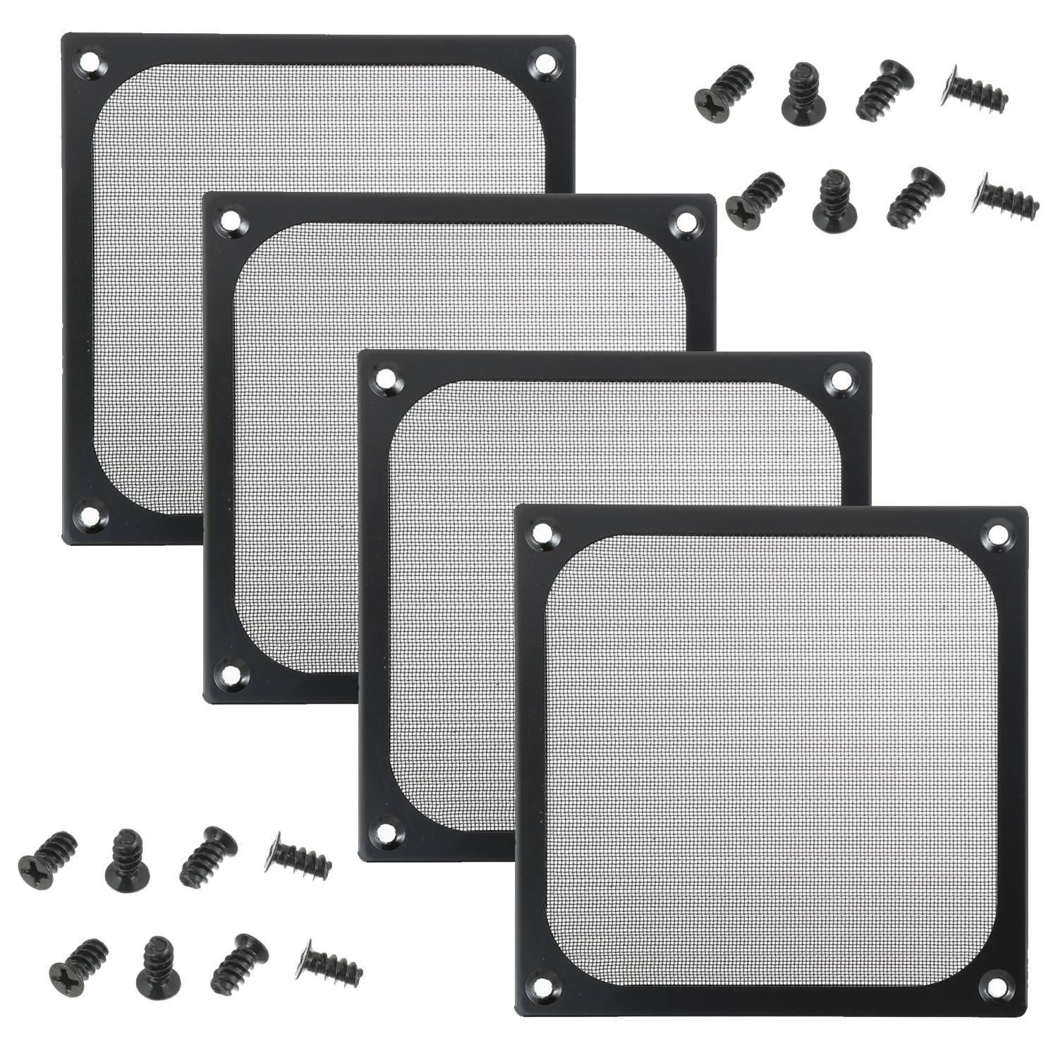 JAMHER 4Pack 120 x 120mm Computer Fan Filter Grills with Screws,Black