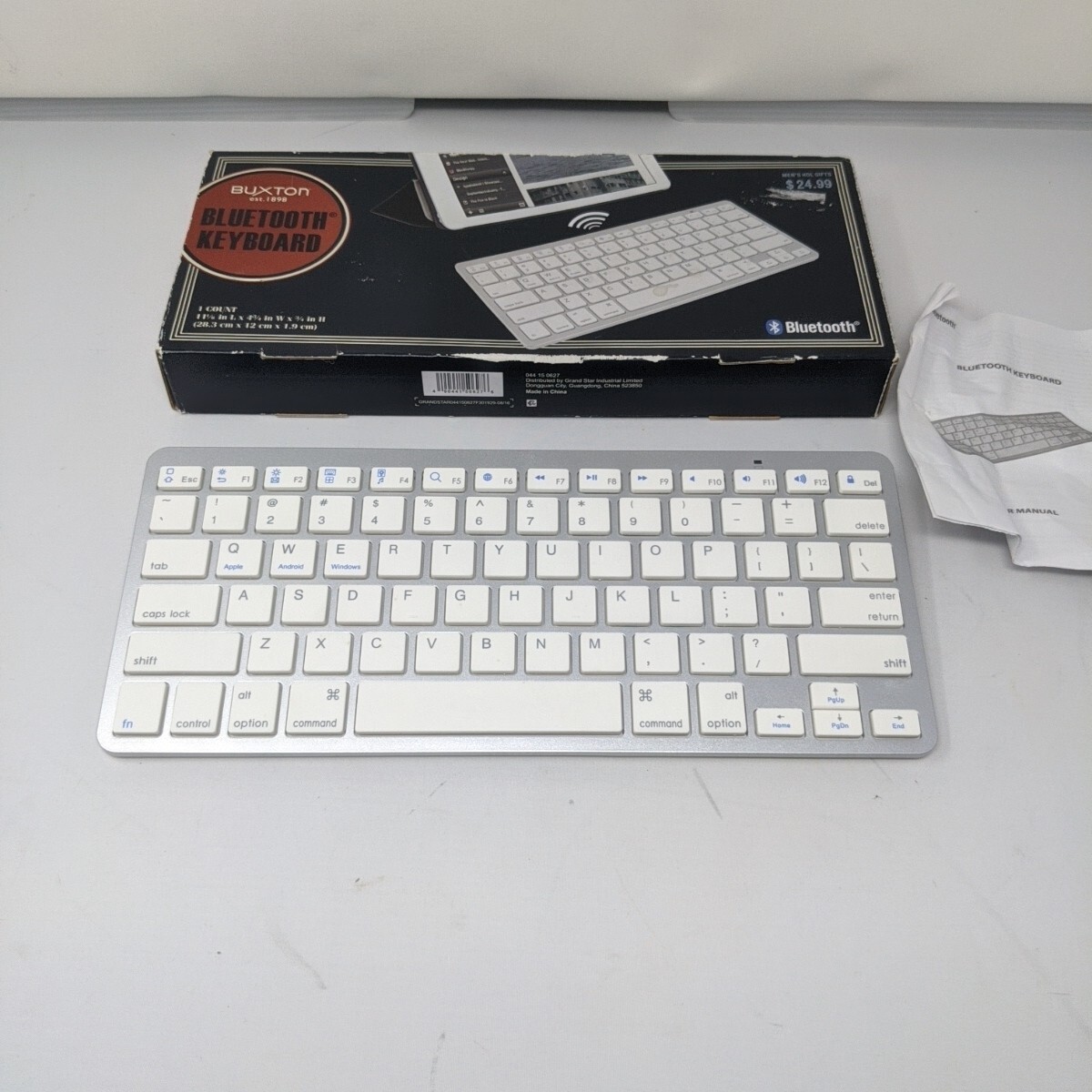 Buxton Bluetooth Wireless Keyboard Ultra Slim White Silver SM-36749 Universal