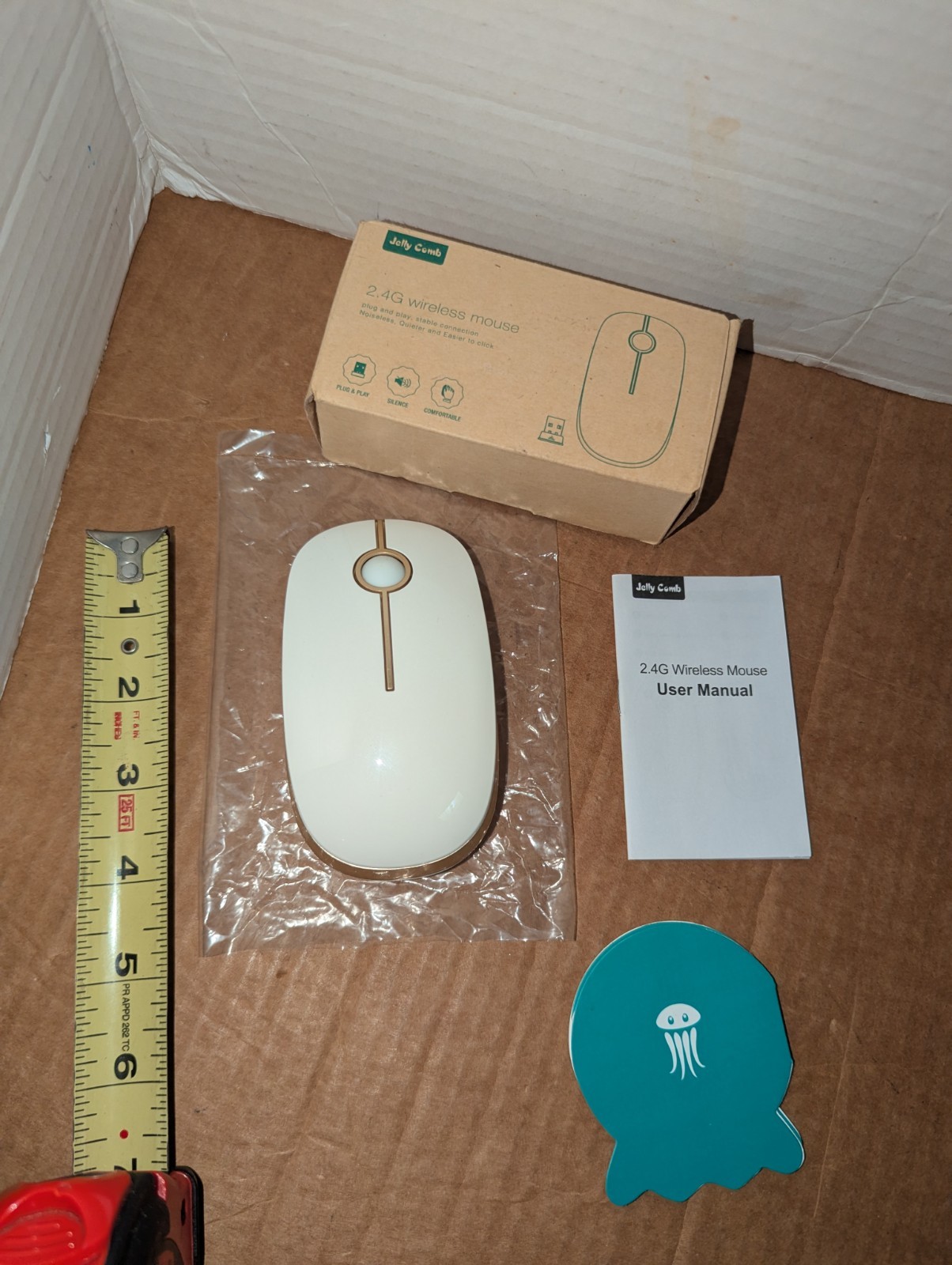 Jelly Comb MS001 2.4G Wireless Mouse White Plug & Play Silent