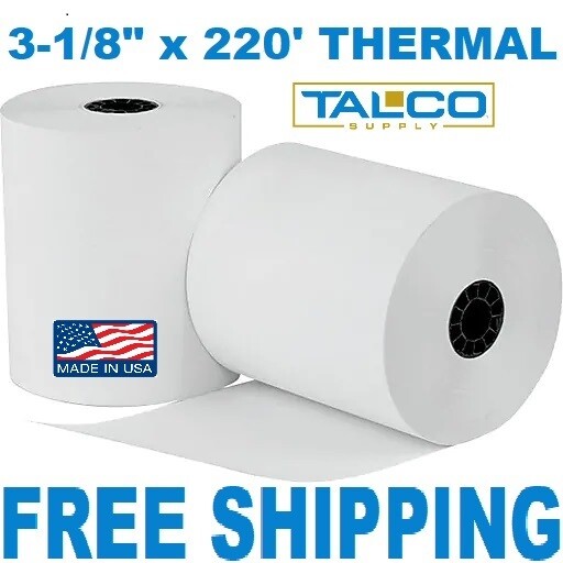 (32) 3-1/8" x 220' THERMAL POS RECEIPT PAPER ROLLS ~FAST FREE PRIORITY SHIPPING~