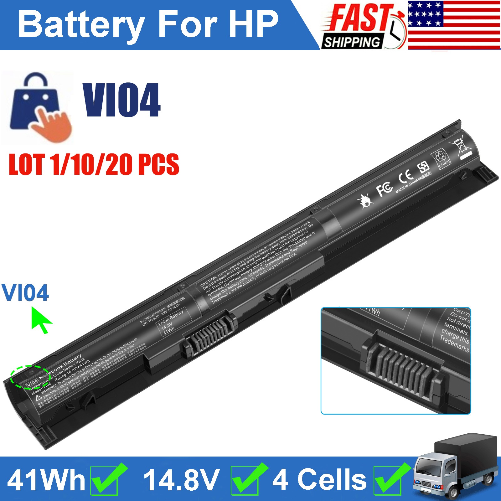 ✅LOT VI04 Laptop Battery For HP ProBook 455 G2 440 450 G2 756743-001 756744-001