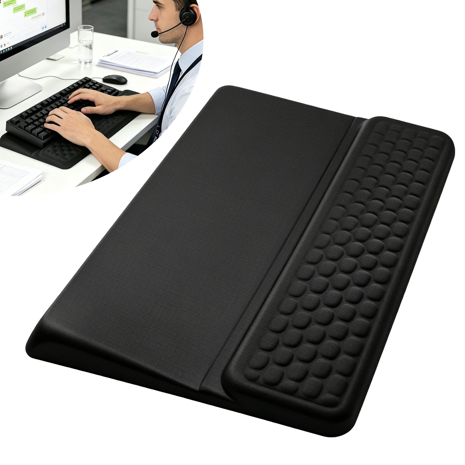 2 in 1 Keyboard Stand w/ Wrist Rest Memory Foam Ergonomic Riser Pad for PC Desk