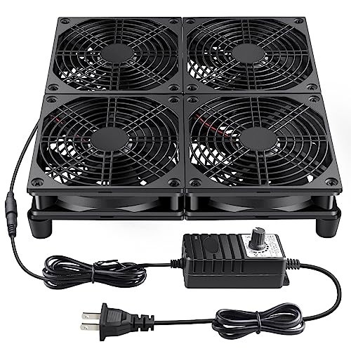 120Mm X 4 Router TV Box Fan 110V - 240V Big Airflow with Speed Control for DIY G