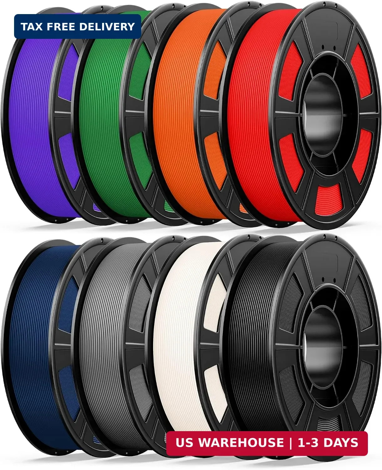 3D Printer Filament Bundle, 8 Color Elite PLA+ 2kg Multicolor Pack 400mm/s High