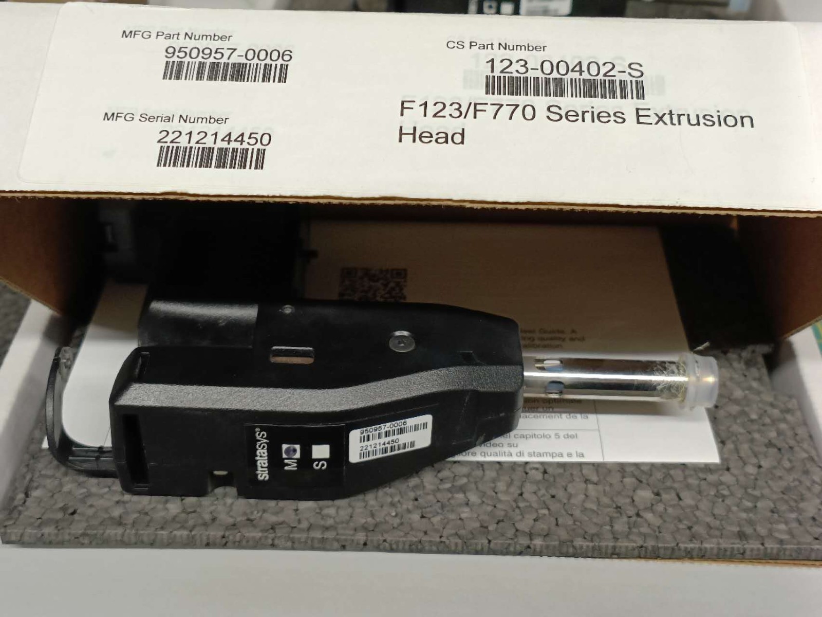 Used STRATASYS F123 Extrusion Head 950957-0006 for F120 F170 F270 F370 F770