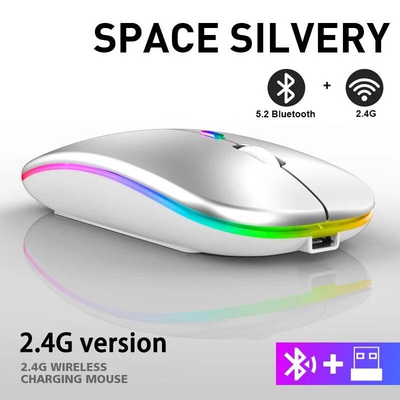 Wireless Mouse Rgb Rechargeable Bluetooth Mice Wireless Computer Mause LED Backl