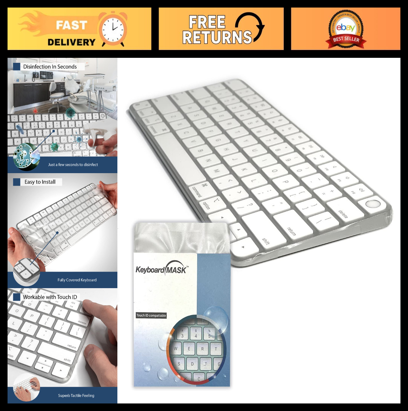 Matte Finish Keyboard Cover for 2021 iMac Magic Keyboard - Ultra Thin, Wipeable,