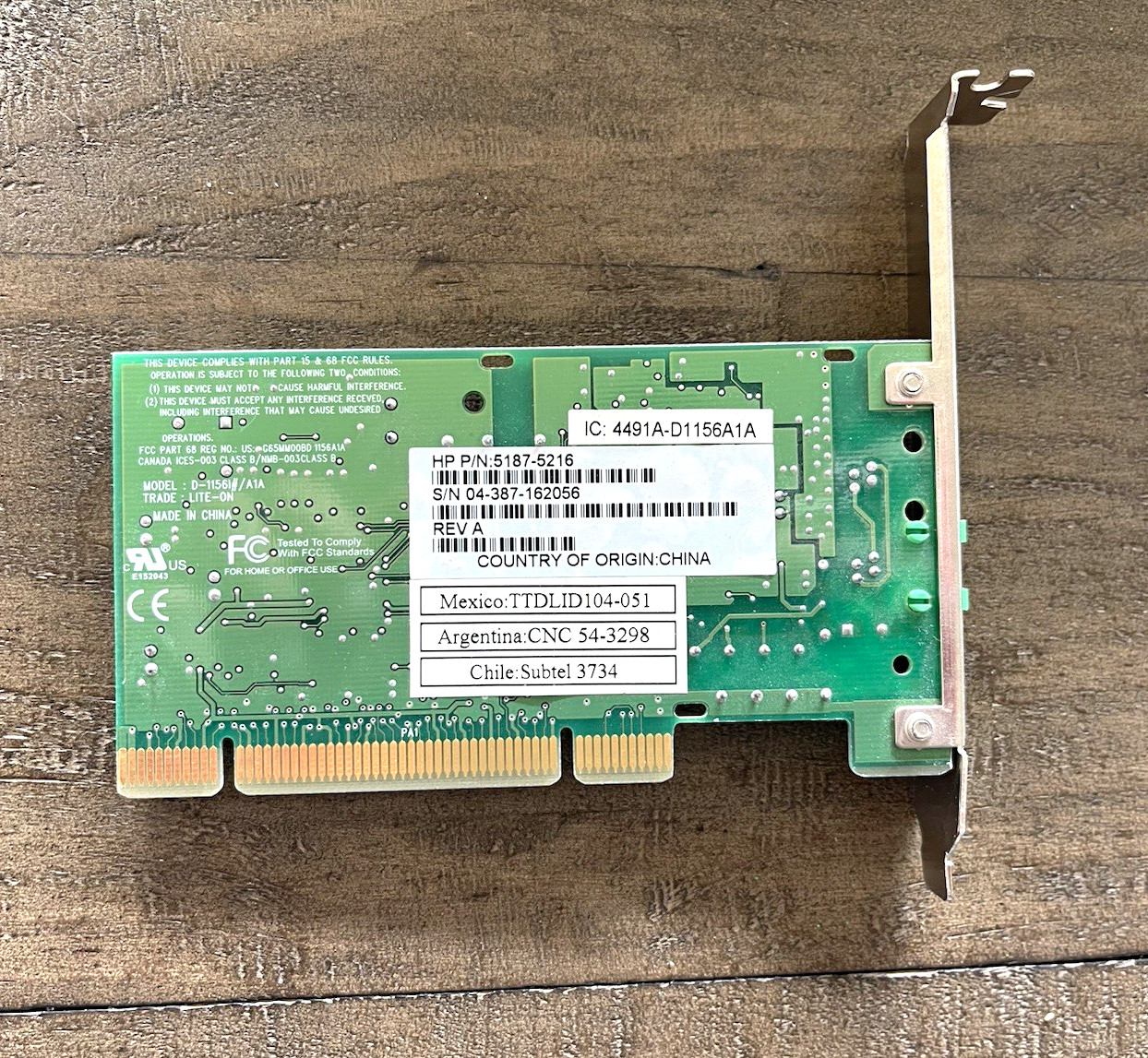 HP NC7771 PCI-X Gigabit Ethernet NIC 1Gbps RJ-45 1-Port 5187-5216