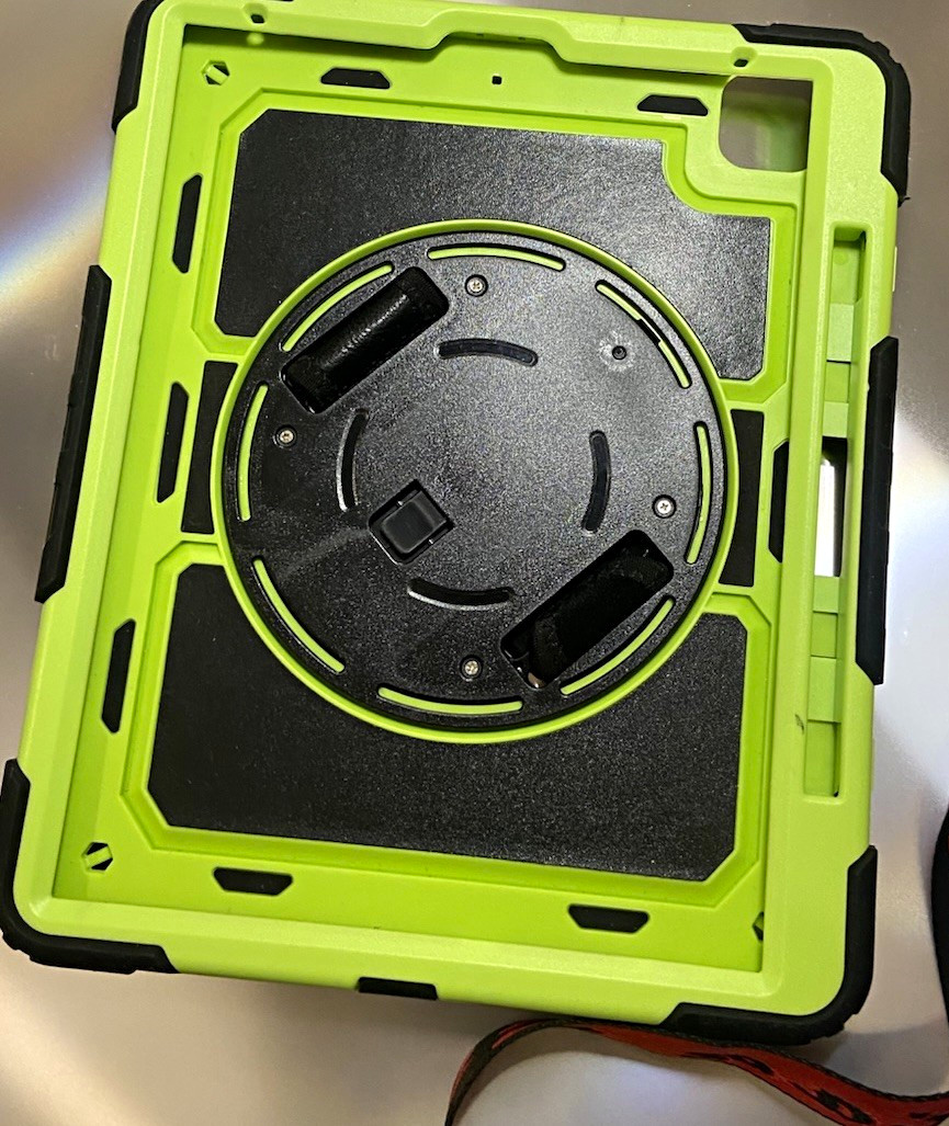 Rugged Rotating Shockproof Case w Stand Hand Strap for Apple iPad Green/Black