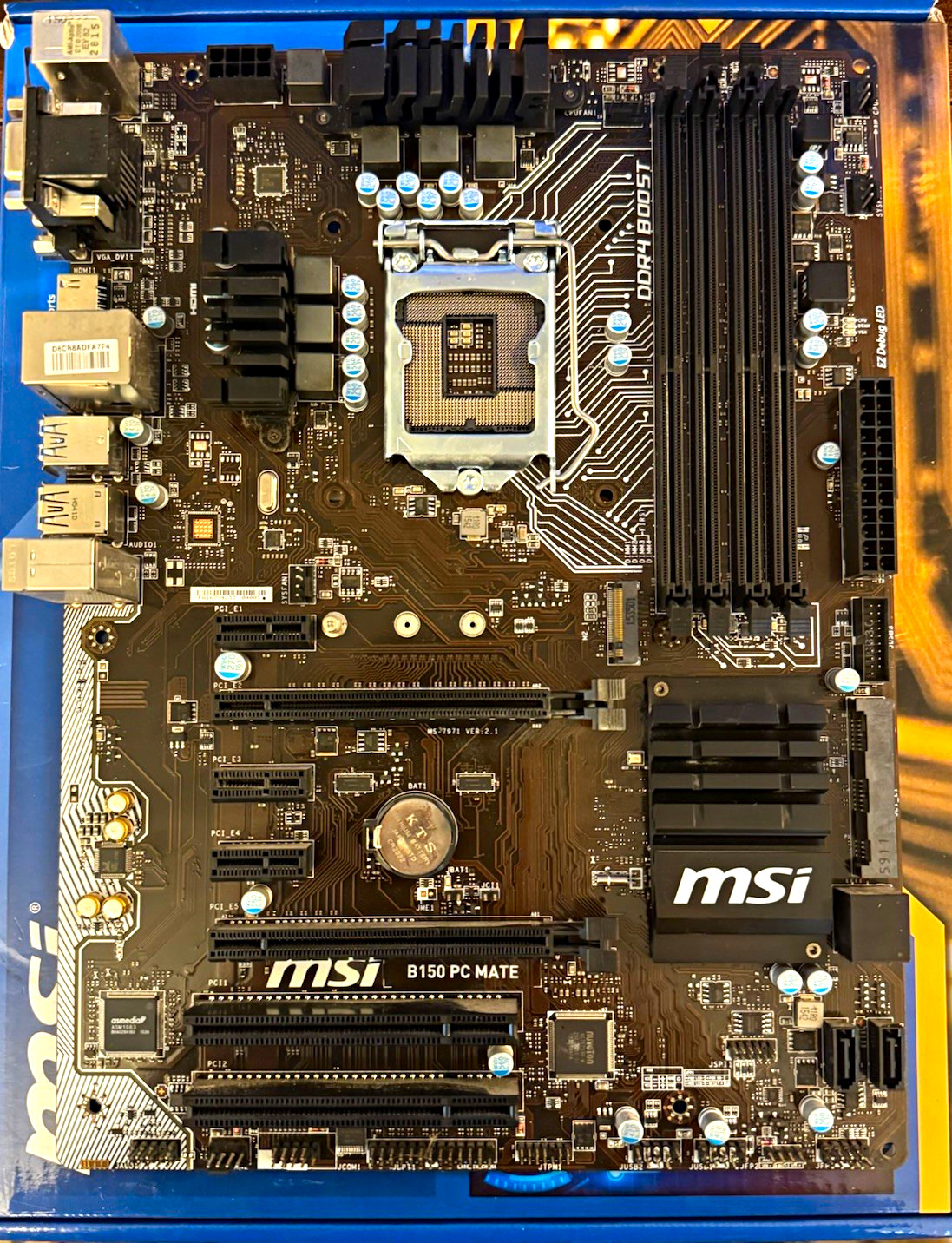 MSI B150 PC MATE ATX LGA1151 Intel DDR4 4-DIMM HDMI DVI VGA Motherboard
