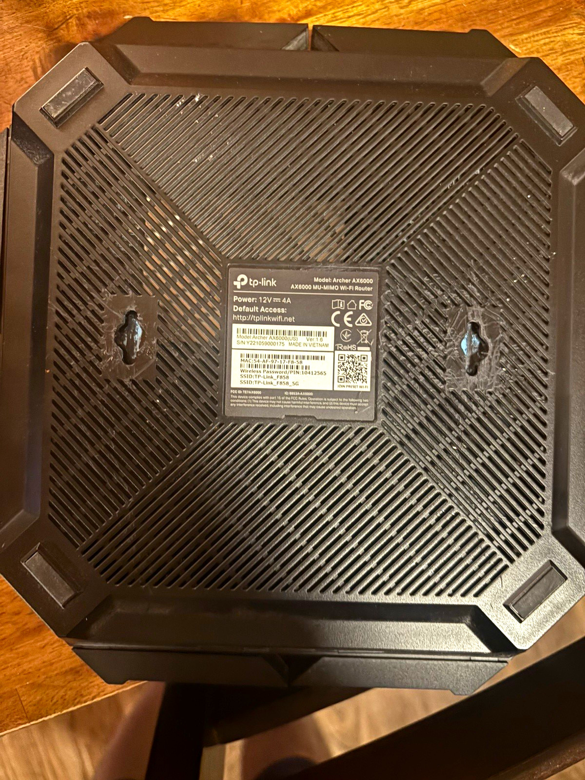 TP-LINK Archer AX6000 Wi‑Fi 6 Router MU‑MIMO 8-Port Gigabit Black