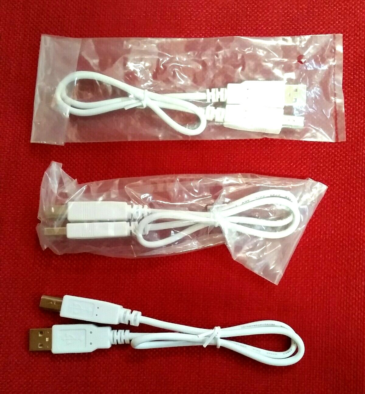 3x USB 2.0 High Speed Cable Shielded 28 AWG White - .5m length - Lot of 3 Cables